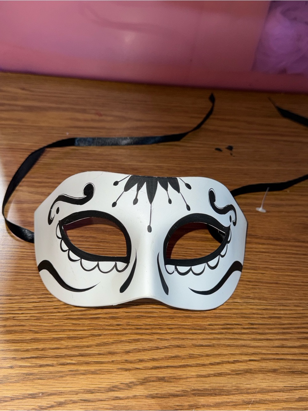Halloween costume white black masquerade mask